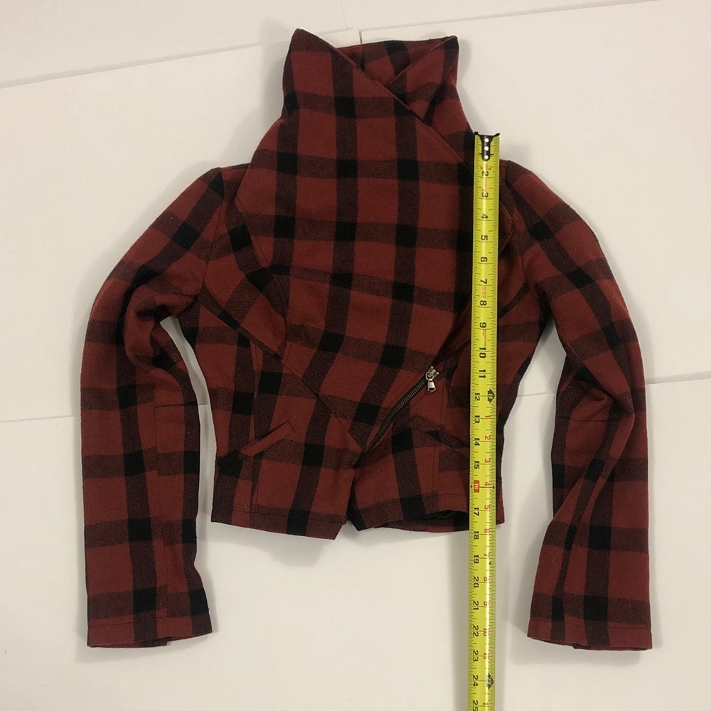 Anthropologie XS Jacket Moto Plaid Lt Brown Black Pockets Zipper Excellent Condi - Picture 4 of 12